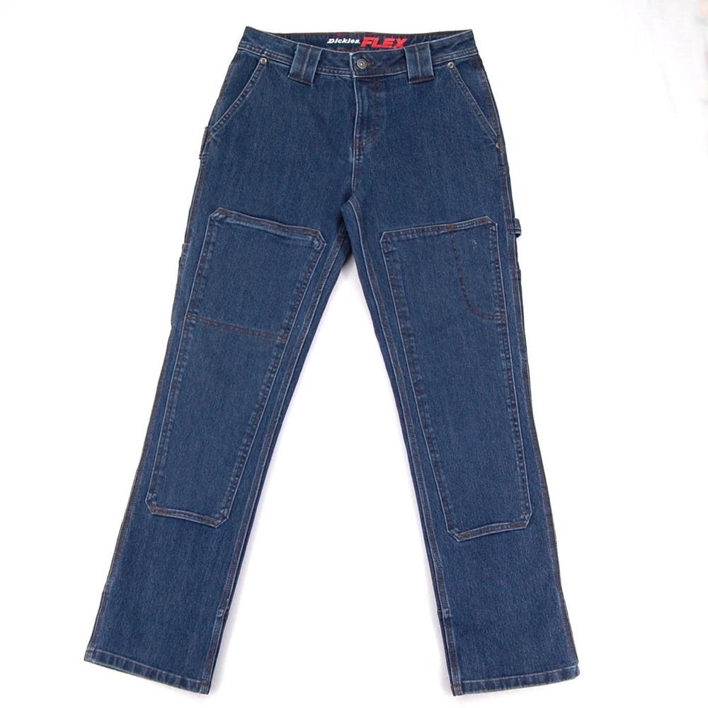 Dickies Flex Pants Mens 27/4 Blue Denim Workwear Utility Carpenter Stretch Jeans